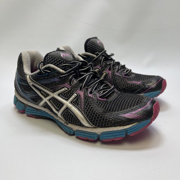 Women’s Asics Gel GT-2000 T2K7N Black White Blue Running Walking Shoes Size 9.5 - Picture 1 of 12